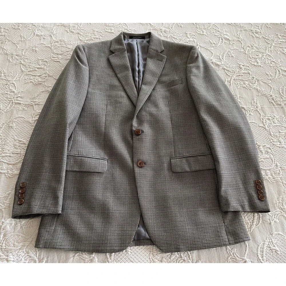 Lauren Ralph Lauren Houndstooth Blazer Sport Coat Jacket 2 Button Men 38R
